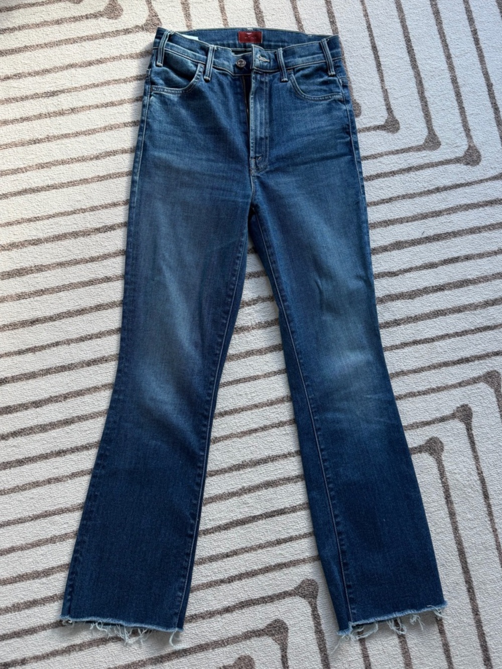 MOTHER denim. Women’s Dark Blue Bootcut Jeans with frayed hem